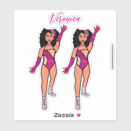 Ajouter un nom Sticker Dancer Fuchsia & Diamonds B (Feuille)