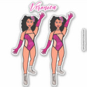 Ajouter un nom Sticker Dancer Fuchsia & Diamonds B (Devant)