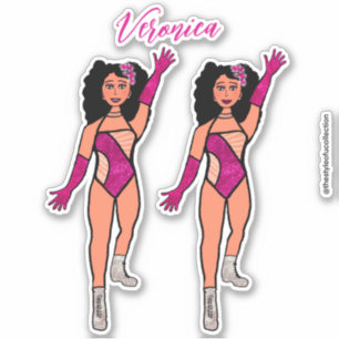 Ajouter un nom Sticker Dancer Fuchsia & Diamonds B