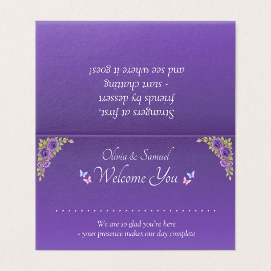 Ajouter un nom - Table Place Card - avec messages (Outside Unfolded)