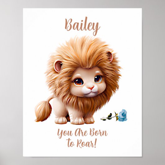 Ajouter un nom Texte, Lion bébé avec affiche de fl (Devant)