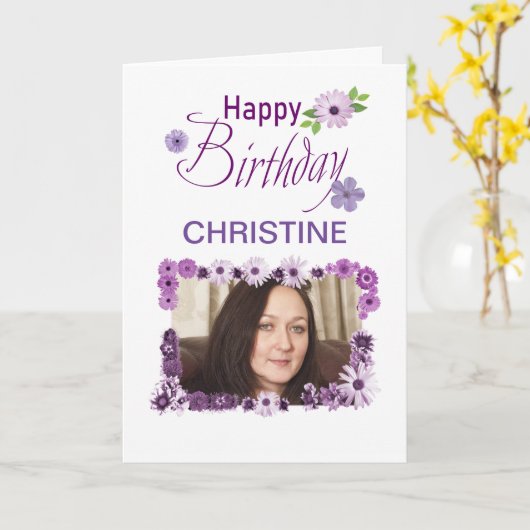 Ajouter une image et un nom, carte Anniversaire (Fleur jaune)