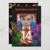 Ajouter une photo, 14th Birthday party Invitation (Devant / Derrière)