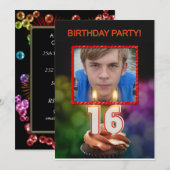 Ajouter une photo, 16e anniversaire Invitation (Devant / Derrière)