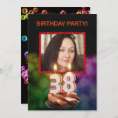 Ajouter une photo, 38e anniversaire Invitation (Devant / Derrière)