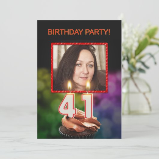 Ajouter une photo, 41e anniversaire Invitation (Debout devant)