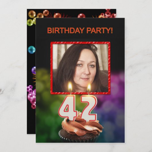 Ajouter une photo, 42e anniversaire Invitation (Devant / Derrière)