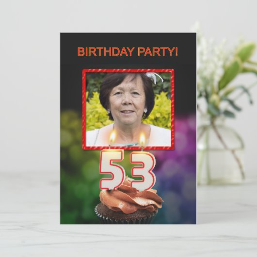 Ajouter une photo, 53e anniversaire Invitation (Debout devant)