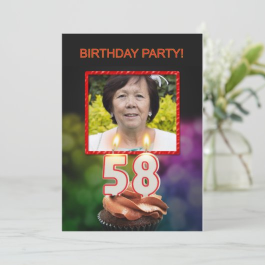 Ajouter une photo, 58e anniversaire Invitation (Debout devant)