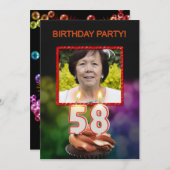 Ajouter une photo, 58e anniversaire Invitation (Devant / Derrière)