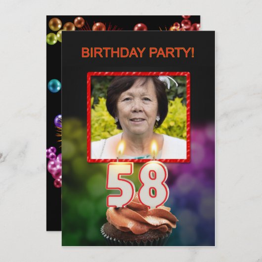 Ajouter une photo, 58e anniversaire Invitation (Devant / Derrière)