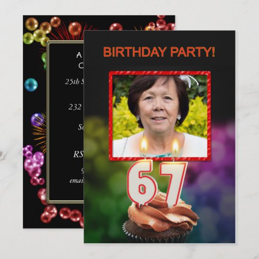 Ajouter une photo, 67e anniversaire Invitation (Devant / Derrière)