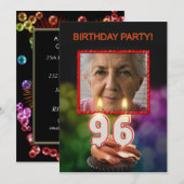 Ajouter une photo, 96e anniversaire Invitation (Devant / Derrière)