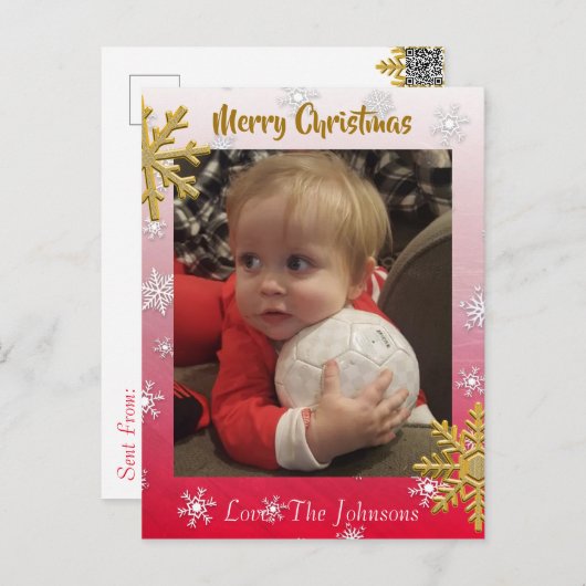 Ajouter une photo à cette carte de Noël des flocon (Devant / Derrière)