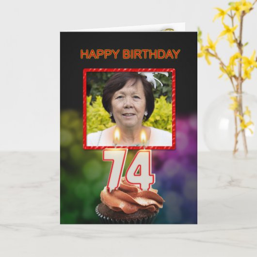 Ajouter une photo, carte d'anniversaire 74e avec b (Fleur jaune)