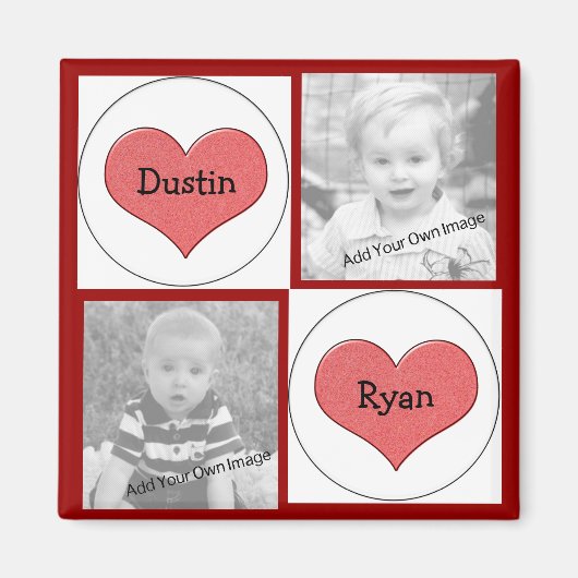 Ajouter Vos Informations, Red Hearts Photo Magnet (Devant)