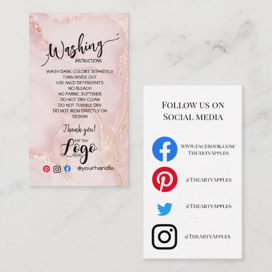 AJOUTER VOS instructions de lavage LOGO CARTES DE (Devant / Derrière)