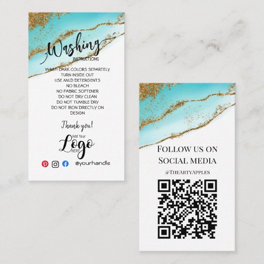 AJOUTER VOS instructions de lavage LOGO CARTES DE  (Devant / Derrière)