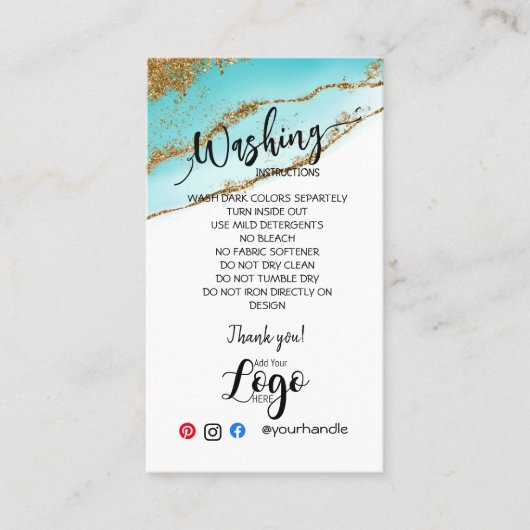 AJOUTER VOS instructions de lavage LOGO CARTES DE  (Devant)