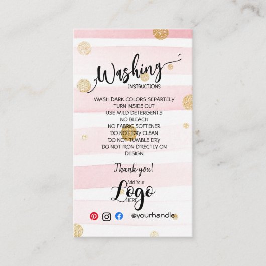 AJOUTER VOS instructions de lavage LOGO CARTES DE  (Devant)