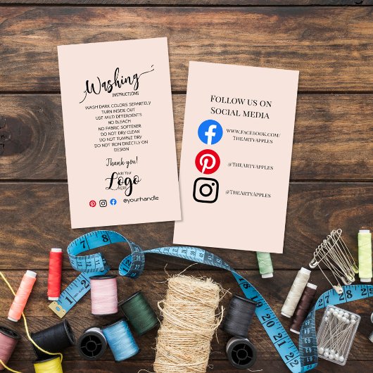 AJOUTER VOS instructions de lavage LOGO CARTES DE