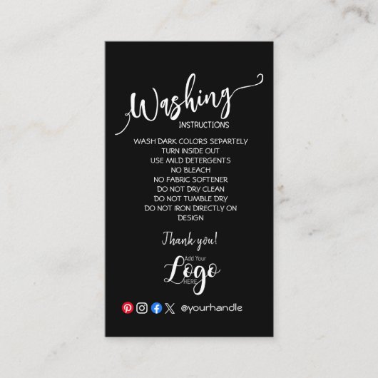 AJOUTER VOS instructions de lavage LOGO CARTES DE (Devant)