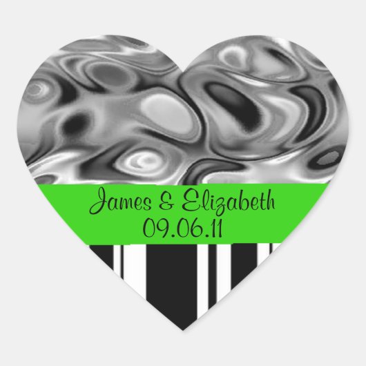 Ajouter vos noms et date Stickers mariage vert (Devant)