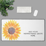 Ajouter votre devis Inspirationnel Floral<br><div class="desc">Ce somptueux tapis de bureau est décoré d'un tournesol aquarelle dans les tons jaunes. Facilement personnalisable avec votre citation inspirante. Utilisez l'outil de conception pour modifier la taille, le style ou la couleur du texte. En créant notre oeuvre, vous ne trouverez pas cette image exacte d'autres créateurs. Aquarelle originale ©...</div>
