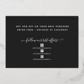 Ajouter votre logo Black Gold Merci Carte de réduc (Verso)