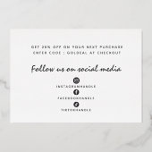 Ajouter Votre Logo Bleu Merci Argent Carte de rédu (Verso)