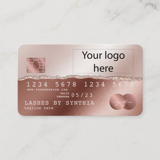 Ajouter votre logo Carte de crédit Rose Gold Parti (Devant)