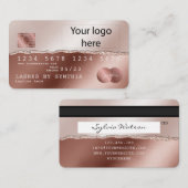 Ajouter votre logo Carte de crédit Rose Gold Parti (Devant / Derrière)