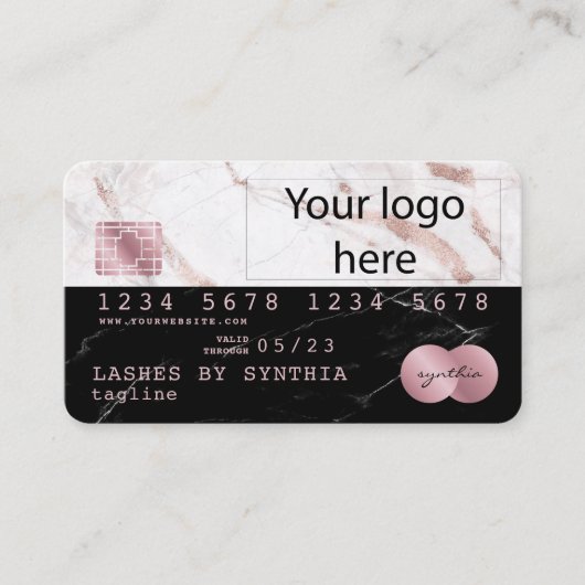 Ajouter votre logo Carte de crédit Rose stylisé ma (Devant)