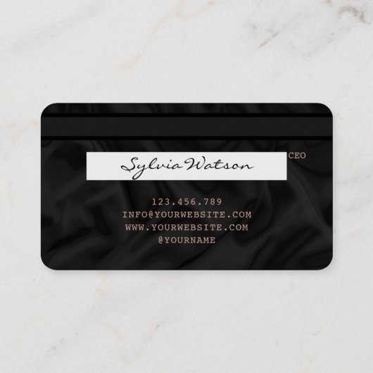 Ajouter votre logo Carte de crédit Style soie noir (Dos)