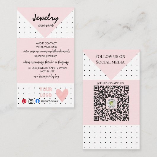 AJOUTER VOTRE LOGO CARTES DE BIJOUX (Devant / Derrière)