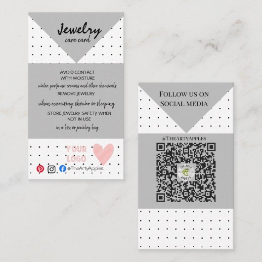 AJOUTER VOTRE LOGO CARTES DE BIJOUX (Devant / Derrière)