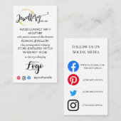 AJOUTER VOTRE LOGO CARTES DE SOINS DE BIJOUX PETIT (Devant / Derrière)