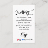 AJOUTER VOTRE LOGO CARTES DE SOINS DE BIJOUX UK (Devant)