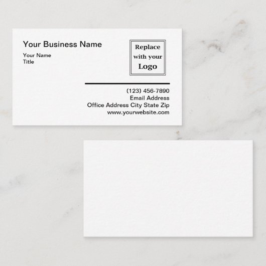 Ajouter votre logo Cartes de visite modifiables (Devant / Derrière)