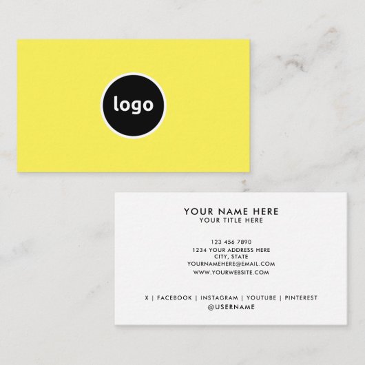 Ajouter votre logo Cartes de visite professionnels (Devant / Derrière)