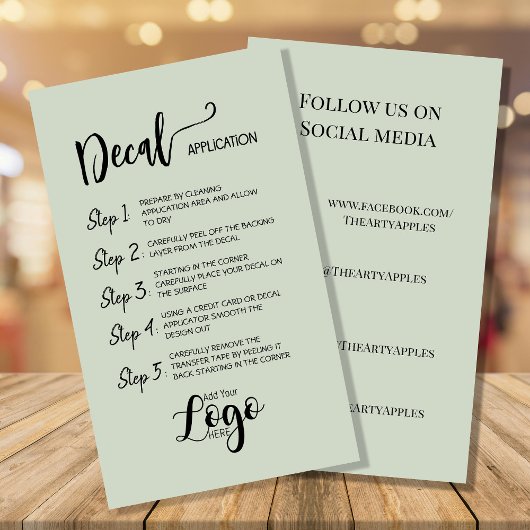 Ajouter votre logo - Cartes d'entretien d'applicat