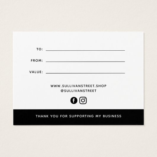 Ajouter Votre Logo Certificat Cadeau Minimaliste (Dos)