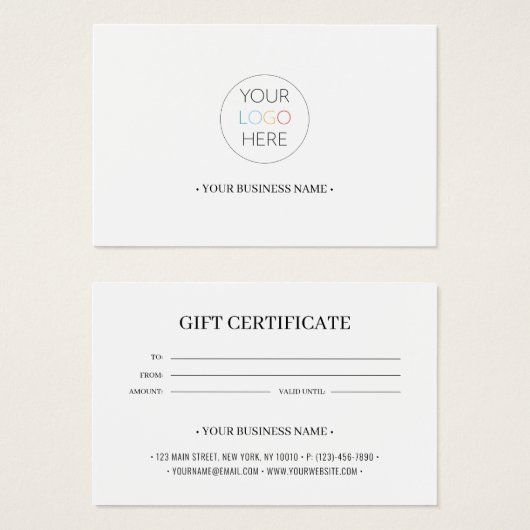 Ajouter votre logo d'entreprise Certificat cadeau  (Devant & derrière)