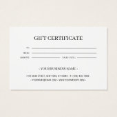 Ajouter votre logo d'entreprise Certificat cadeau  (Dos)