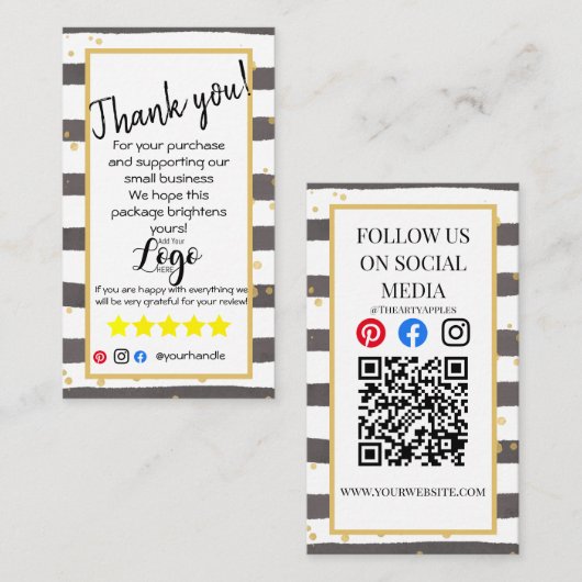 AJOUTER VOTRE LOGO merci commander insérer carte (Devant / Derrière)