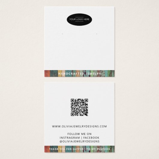 Ajouter votre logo QR Code Earring Carte d'afficha (Devant & derrière)