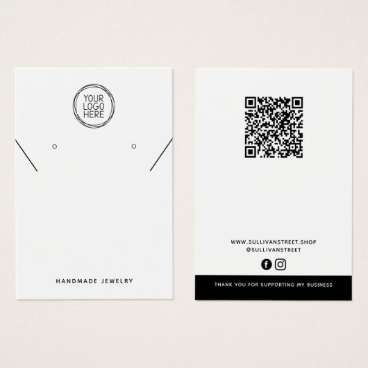 Ajouter votre logo QR collier oreilles Carte d'aff (Devant & derrière)