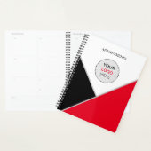 Ajouter votre logo Rouge Noir Blanc Carnet de rend (Devant avec enveloppe)