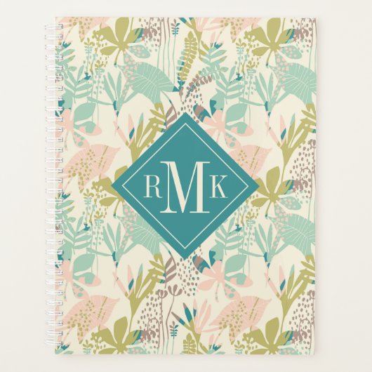 Ajouter votre monogramme | Modèle floral moderne (Devant)