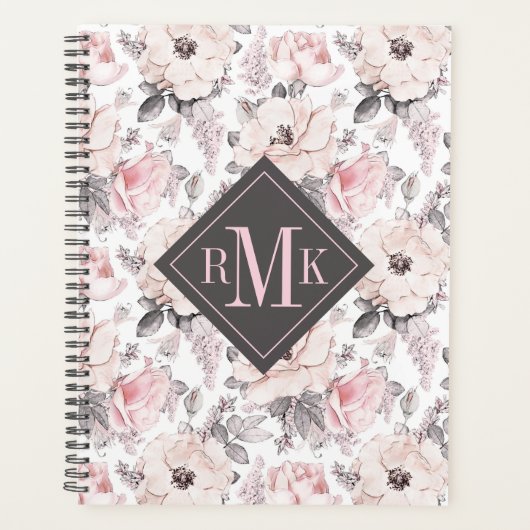 Ajouter votre monogramme | Motif rose et gris clas (Devant)